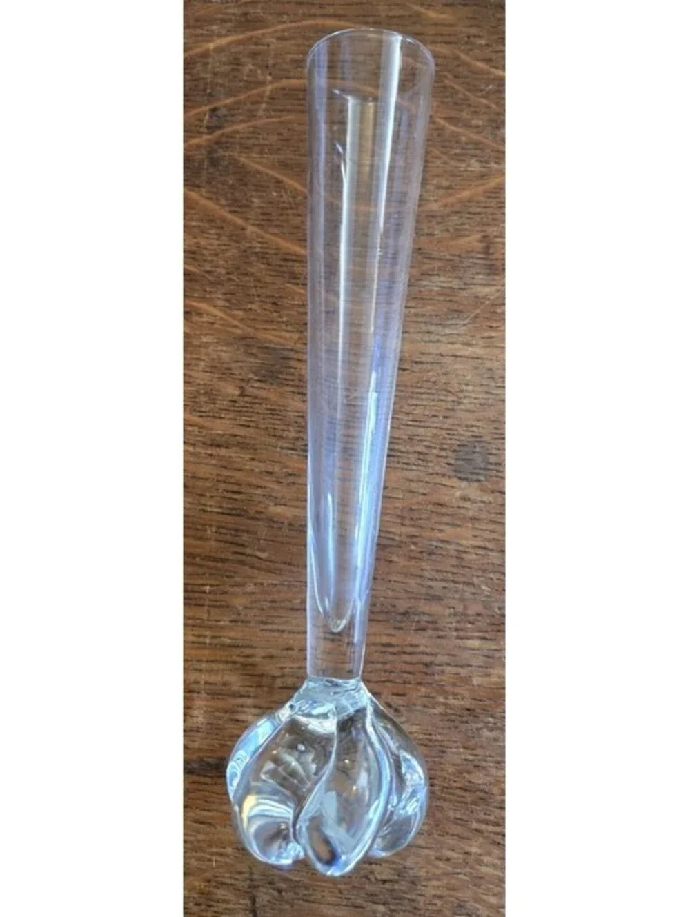 Vintage Clear Glass Flower Bud Vase Twisted Bubble Footed Classic Shape 9.5
